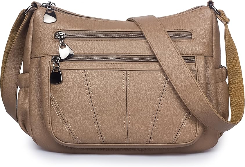 Crossbody Purse for Women Ladies Soft PU Leather Shoulder Bag Medium Roomy Handbag Fashion Tote Top 